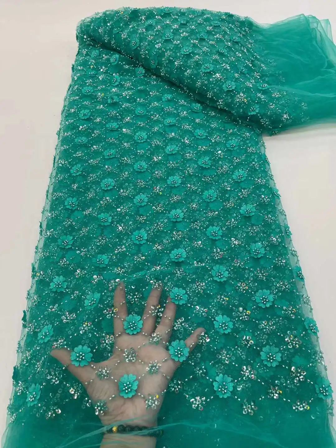 Изысканное кружевное свадебное платье с бисером и пайетками из новой многоцветной ткани, вышитой 3D стереофоническими пайетками