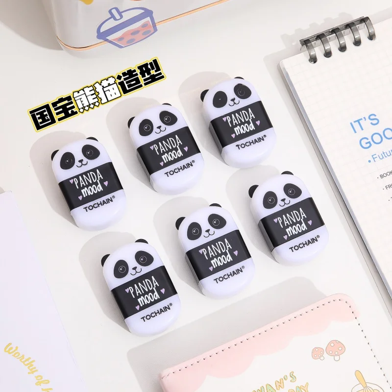 Кавайные черно-белые резиновые ластики для карандашей в форме панды с точилкой, призы для детей, канцелярские принадлежности, школьные принадлежности, милые канцелярские принадлежности