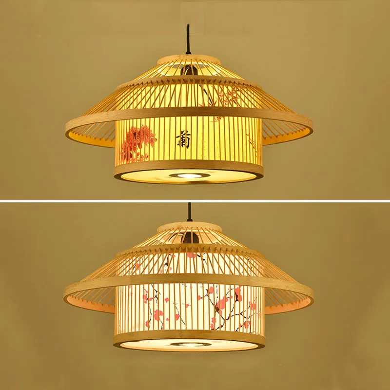 Китайский бамбуковый фонарь, люстра с точечными светильниками, Ресторан с проживанием в семье, Ресторан Hot Pot, Соломенная шляпа, Декоративные подвесные светильники