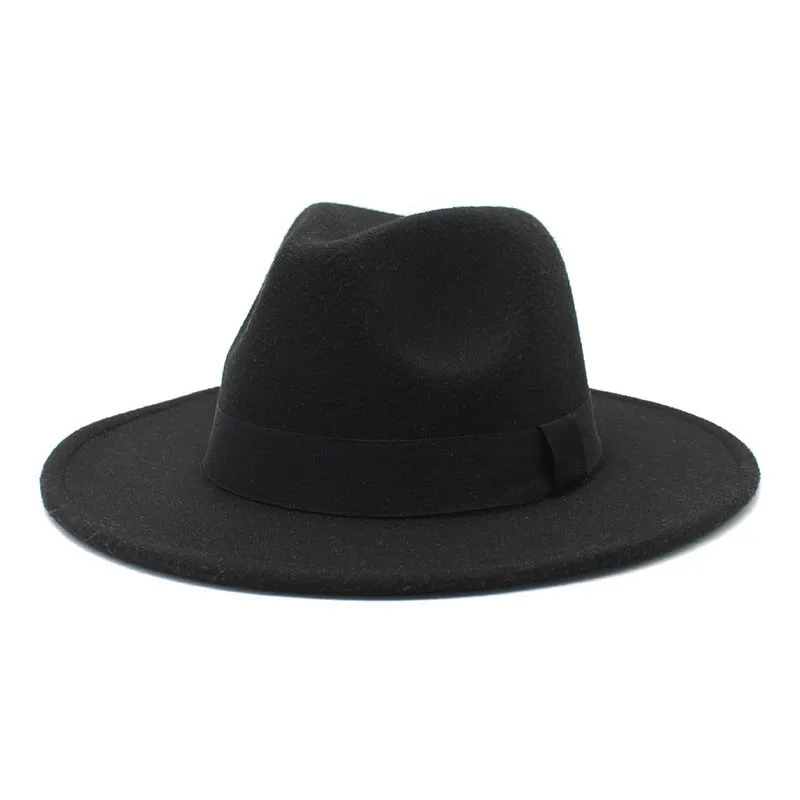 Классическая снаружи белая внутри синяя фетровая шляпа в стиле пэчворк с широкими полями, мужская женская двухцветная фетровая шляпа, ковбойская джазовая шляпа, коричневый пояс