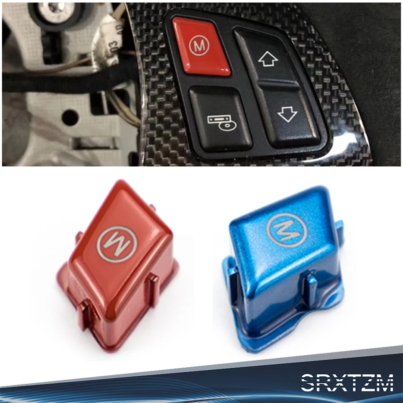 Ключ M для BMW 3 серии E90 E92 E93 M3 2007-2013 Персонализированная спортивная крышка кнопки переключения рулевого колеса Красный Синий