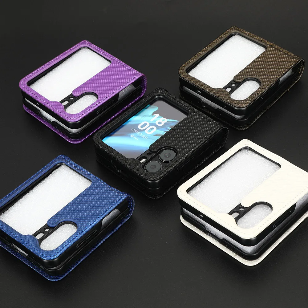 Кожаный чехол Защитный Чехол Для OPPO Find N2 Flip Stand Cover Для OPPO Find N2Flip Wallet Card Stand Phone Coque