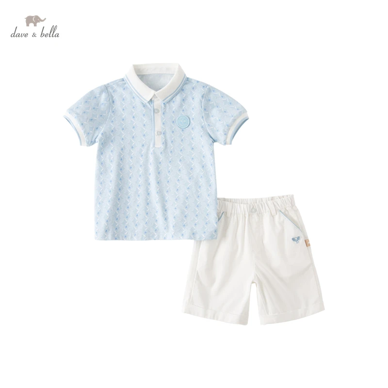Костюмы для мальчиков Dave Bella, Летняя новая детская рубашка-поло, шорты, костюм-двойка в стиле колледжа DB2221811