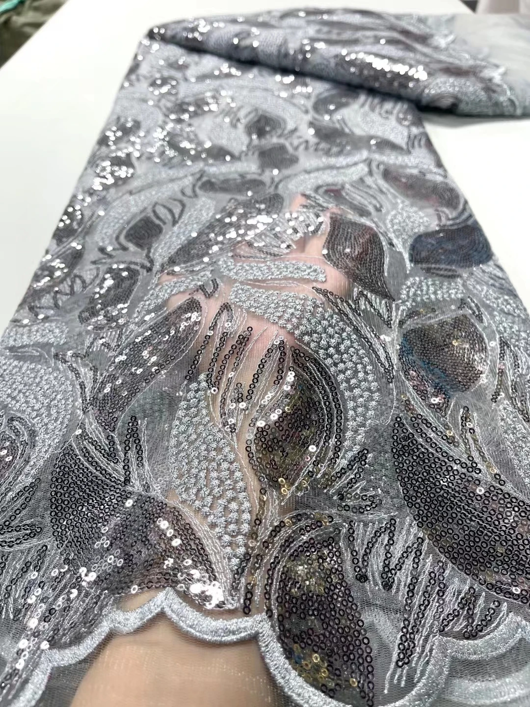 Кружевные ткани с блестками 2023, 5 ярдов, высококачественная блестящая Африканская Французская сетка из тюля, кружевная ткань с вышивкой, сетка для вечерних платьев