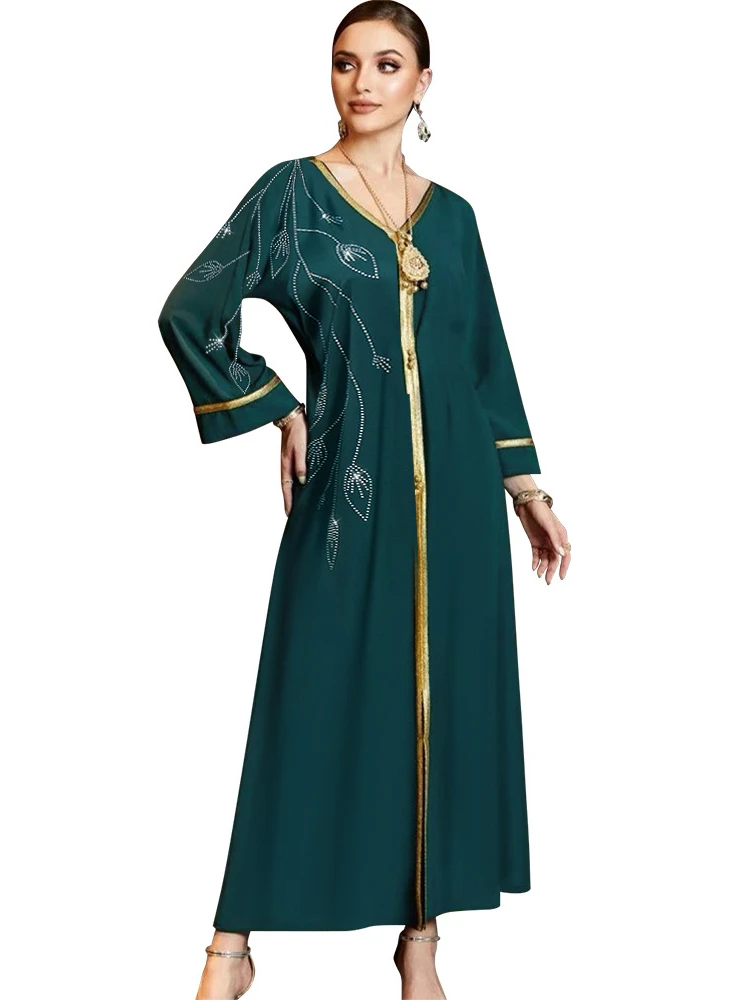 Курбан Байрам Саудовское Арабское Мусульманское платье С Бриллиантами Abaya Dubai Maxi Party Dress Исламский Кафтан Халат Кафтан Турция Abayas Ramadan Vestidos 2023