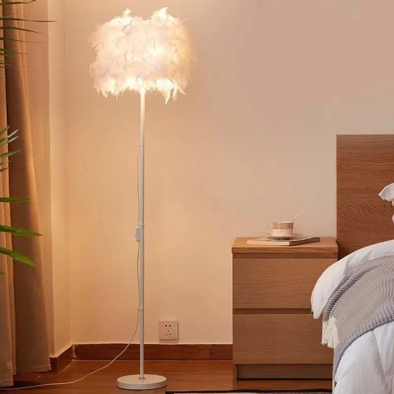 Лампа для чтения, модный торшер с перьями, настольная лампа, современное удобное украшение интерьера, Спальня, кабинет, лампа E27, светодиодная лампа