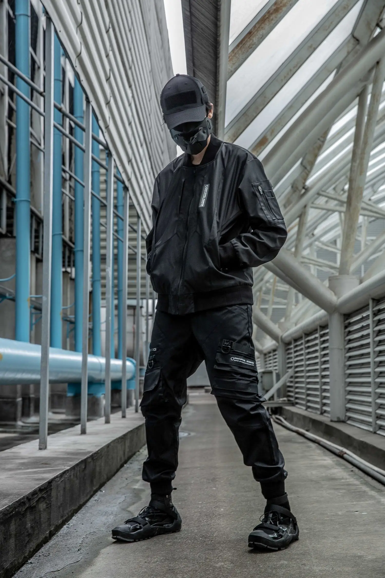 Легкая куртка-бомбер, технологичная темная одежда, ninjawear, футуристический эстетичный уличный стиль