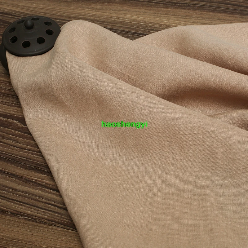 Льняное белье, выстиранное песком, ткань для куртки из чистого льна в этническом стиле (бежевый)