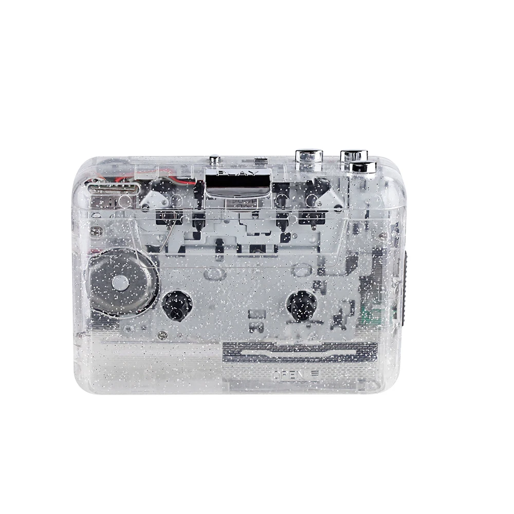 Магнитофон с полностью прозрачным корпусом Портативный Магнитофон с разъемом Mp3 USB Кассета с кассетным проигрывателем формата MP3
