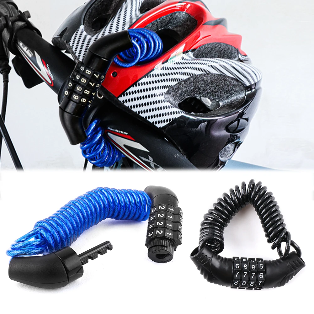 Мини-замок для шлема с противоугонным 4-значным паролем, замки для шоссейных велосипедов MTB для скутера, мотоцикла, портативного велосипедного тросового замка для велосипеда