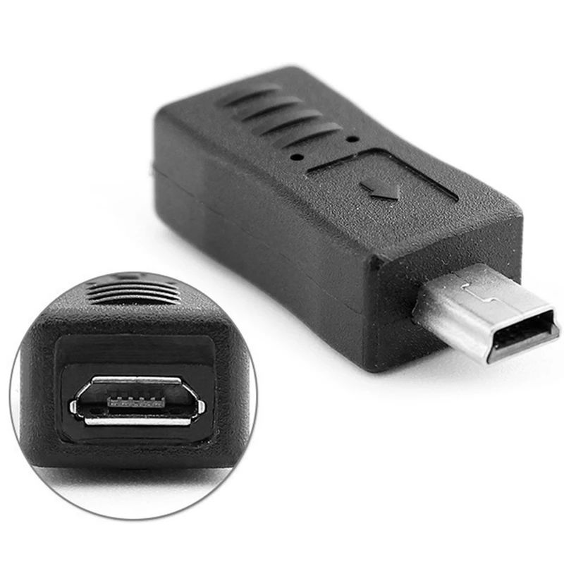 Многофункциональный адаптер Micro USB для подключения к Mini USB для подключения адаптера зарядного устройства Черный