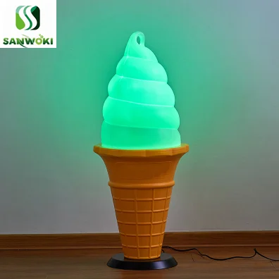 Моделирование 95 см световая реклама мороженого лампа Пластиковая модель мороженого световая Большой рожок для мороженого со светодиодной подсветкой