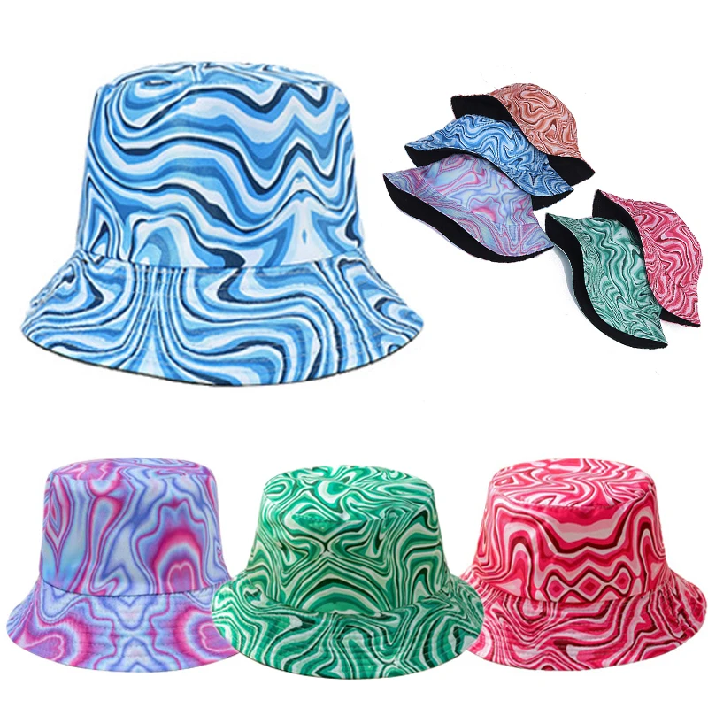 Модные Обратимые Гавайские осенне-летние шляпы, Рыбацкая шляпа большого размера, хип-хоп-ведро, женские кепки, Уличная панама с краской для галстуков