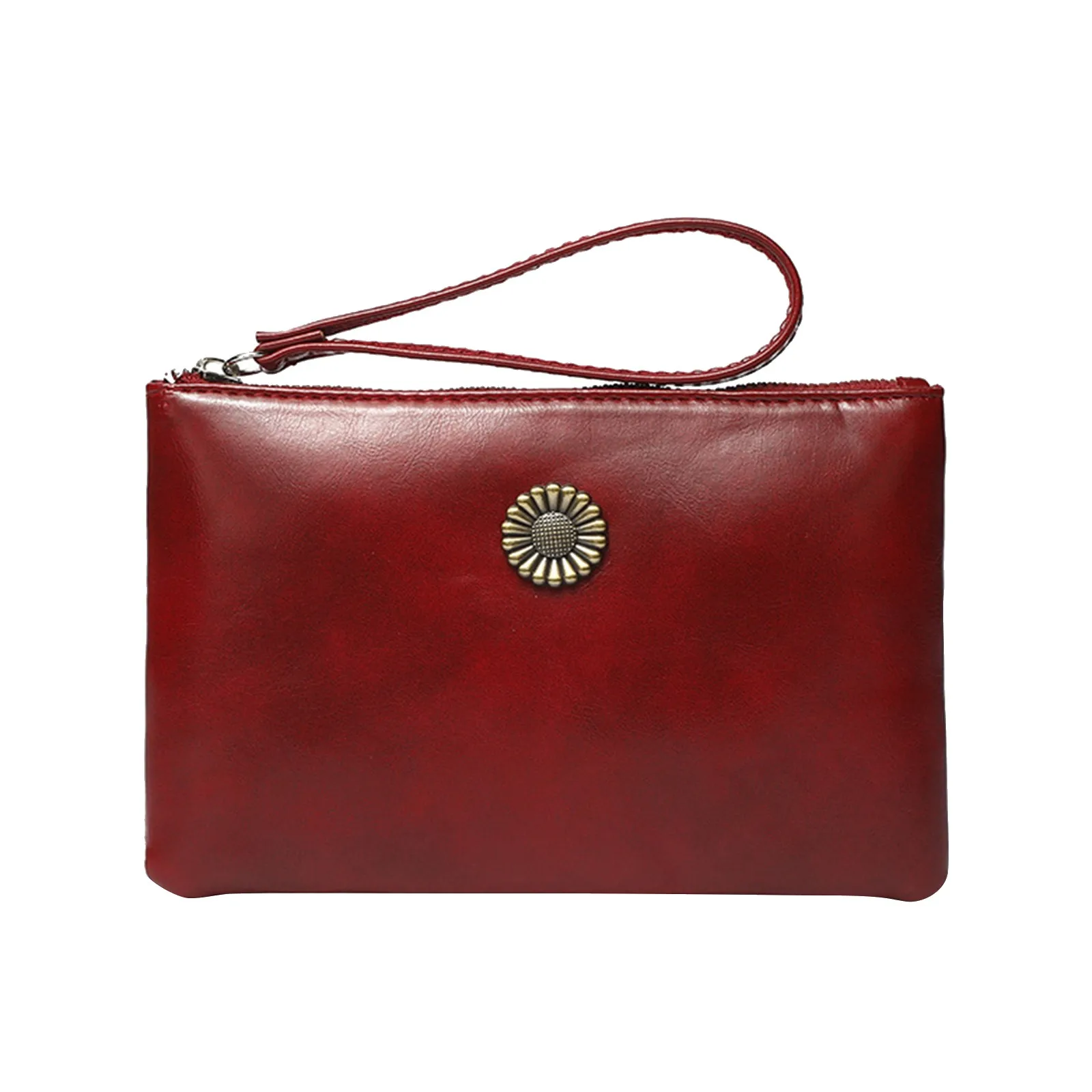 Модный кошелек с зажимом, винтажная длинная сумка из воловьей кожи, женская мини-сумка для телефона, женская сумка и кошелек, пляжная сумка