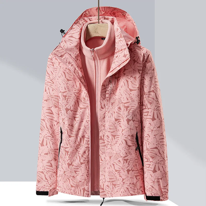 Мужская Женская зимняя куртка 3 В 1, водонепроницаемая ветровка с принтом, флисовая куртка с капюшоном от дождя, женская теплая зимняя куртка для сноуборда
