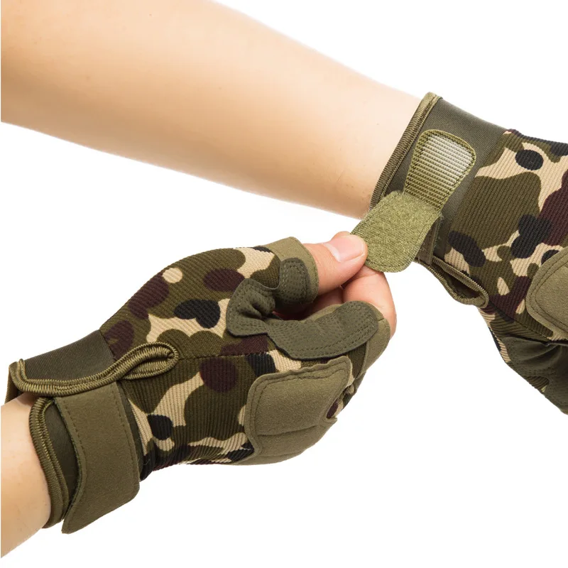 Мужские тактические перчатки, армейские перчатки для стрельбы, защищенные от порезов, перчатки без пальцев, противоскользящие, для спорта на открытом воздухе, пейнтбола, страйкбола, велосипедных перчаток