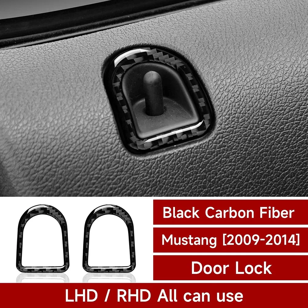 Накладка на дверной замок автомобиля из углеродного волокна, наклейка для Ford Mustang 2005 2006 2007 2008 2009, Аксессуары для интерьера