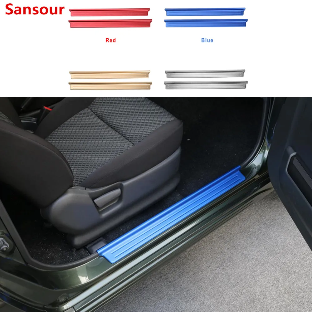 Накладки на пороги из нержавеющей стали Sansour, накладка для защиты входа, полосы отделки, наклейка для Suzuki Jimny 2007 + Автомобильный стайлинг