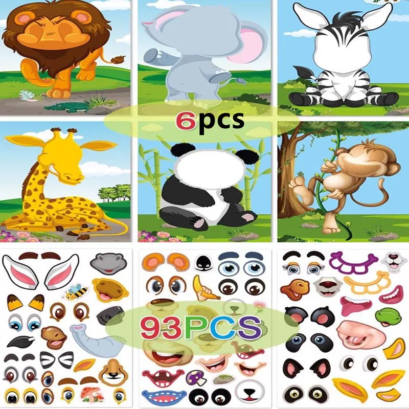 Наклейки своими руками, забавные головоломки с изображением животных, интерактивные игрушки для детей, обучение распознаванию наклеек, Обучающая детская игрушка