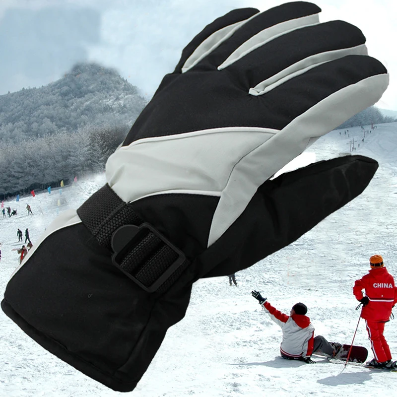 Нескользящий сенсорный экран из искусственной кожи, Мотоциклетные велосипедные перчатки с полными пальцами, хлопковые теплые перчатки для снега, Унисекс, Зимние перчатки для катания на сноуборде, лыжах