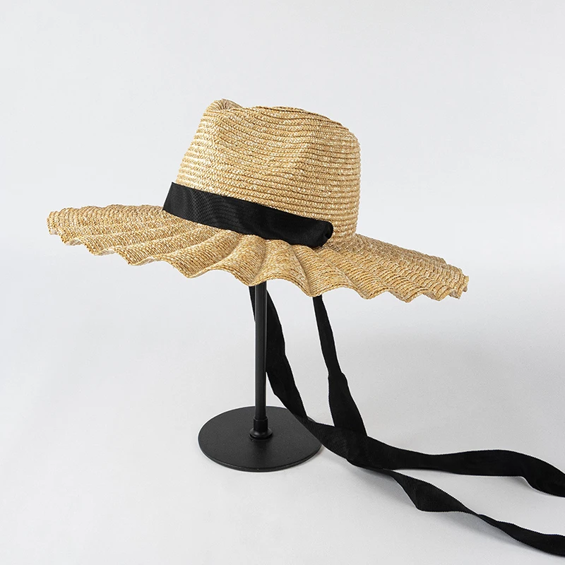 Новая летняя качественная соломенная фетровая шляпа ручной работы с веерообразными полями, Мужская Женская Пляжная Повседневная Панама, Джазовая шляпа, Дизайнерские роскошные шляпы Дерби