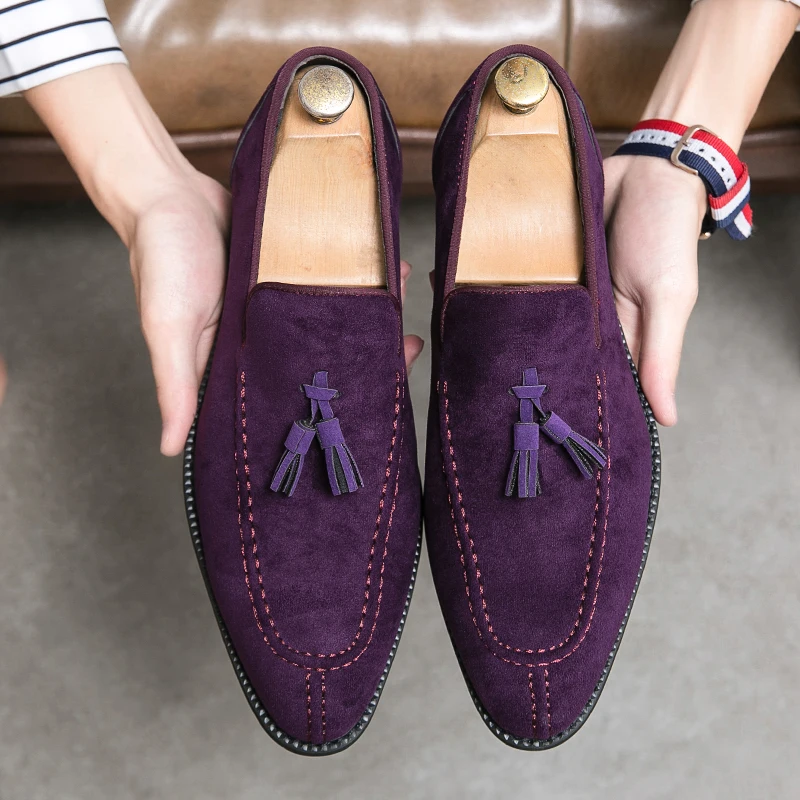 Новое поступление, Британские Мужские Сине-Фиолетовые Туфли-Оксфорды С кисточками, Мокасины, Свадебные Туфли для Выпускного Вечера, Обувь для вечеринки Zapatos Hombre
