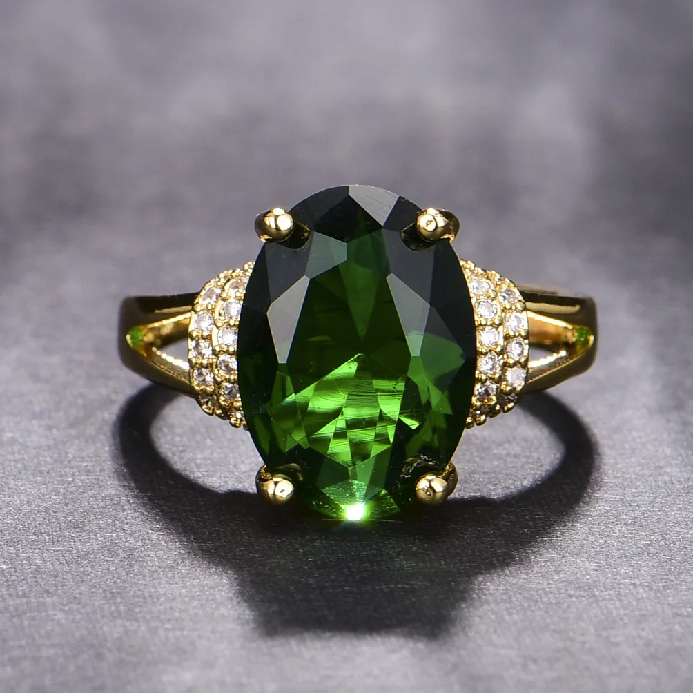 Новое стильное овальное кольцо с имитацией изумруда и турмалина Colorful Treasure Open Ring, женское кольцо с покрытием из 18-каратного золота