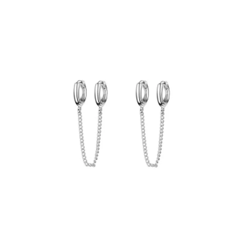 Новые серьги-капли с двойным пирсингом для женщин со встроенной пряжкой, серьги-цепочки с двойным кругом, ювелирный подарок