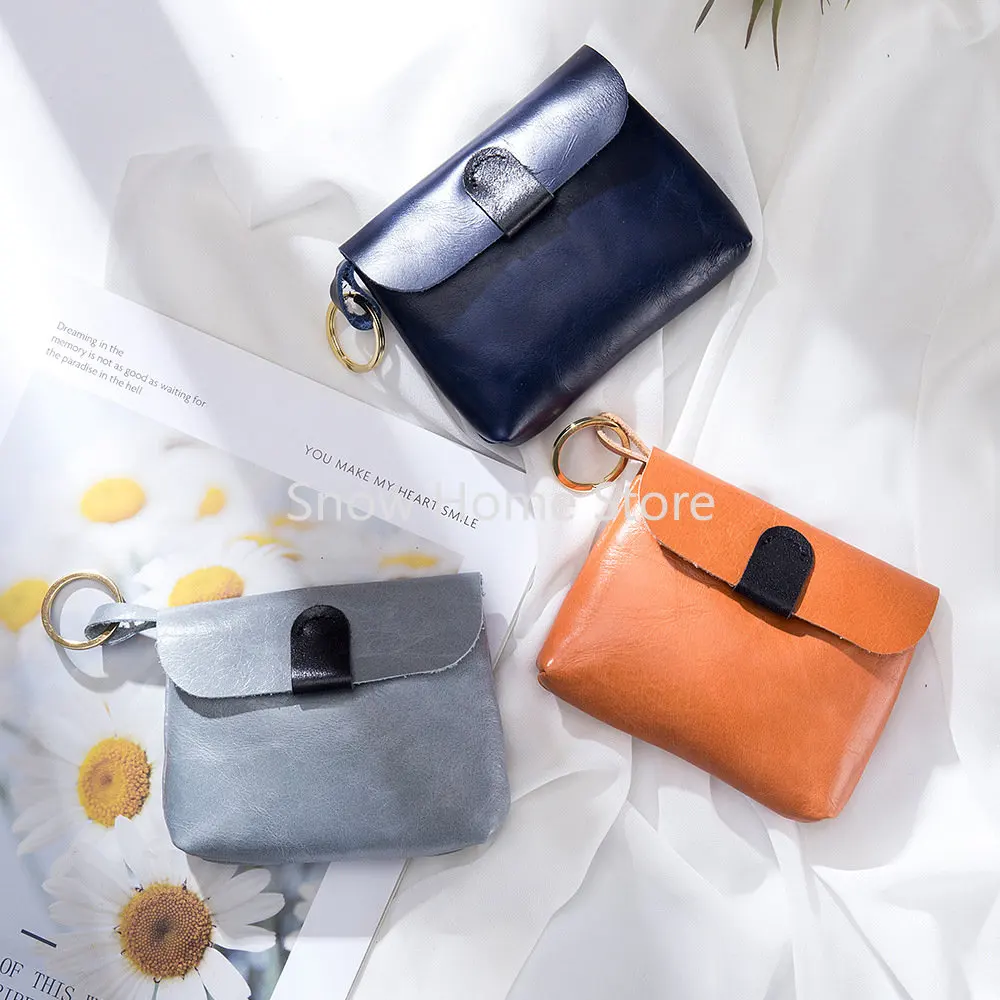 Новый маленький кошелек из кожи с масляным воском в стиле ретро, женская ультратонкая сумка для ключей, сумка для документов, сумка для карт.
