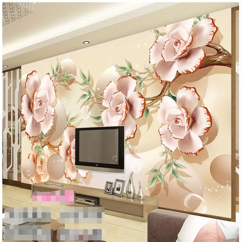 Обои beibehang Розовый персиковый Рельефный фон для фотографии Современная художественная роспись в Европе для гостиной Большая настенная панель с росписью