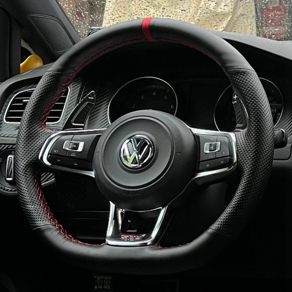 Оплетка Рулевого Колеса Автомобиля Из Противоскользящей Искусственной Кожи Для Volkswagen Golf 7 GTI Golf R MK7 VW Polo GTI Scirocco 2015 2016
