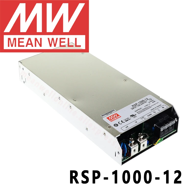 Оригинальный Mean Well RSP-1000-12 Meanwell 12V/0-60A/720W с Одним Выходом с функцией PFC 1U Низкопрофильный Источник питания