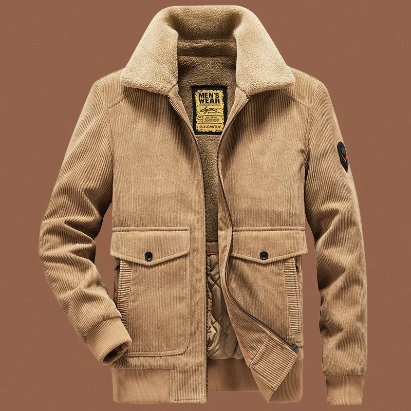 Осень / Зима 2023 мужская толстая молодежная свободная куртка из флиса, мужская вельветовая куртка с отворотом