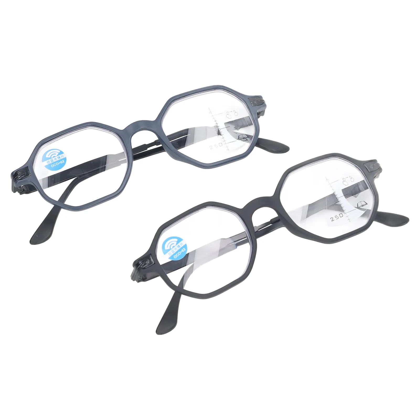 Очки для чтения для пожилых людей Многофокусные очки для пожилых людей с синей подсветкой на 250 блоков для наружного использования