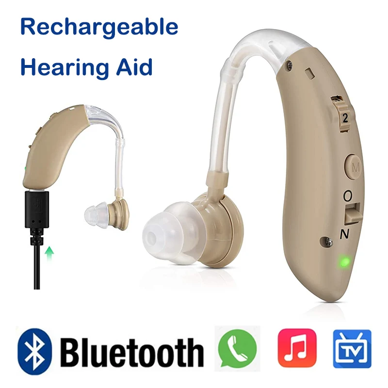 Перезаряжаемый Bluetooth USB Мини-Цифровой Усилитель звука Слухового Аппарата BTE для легкой и Тяжелой Потери Слуха Прямая Доставка