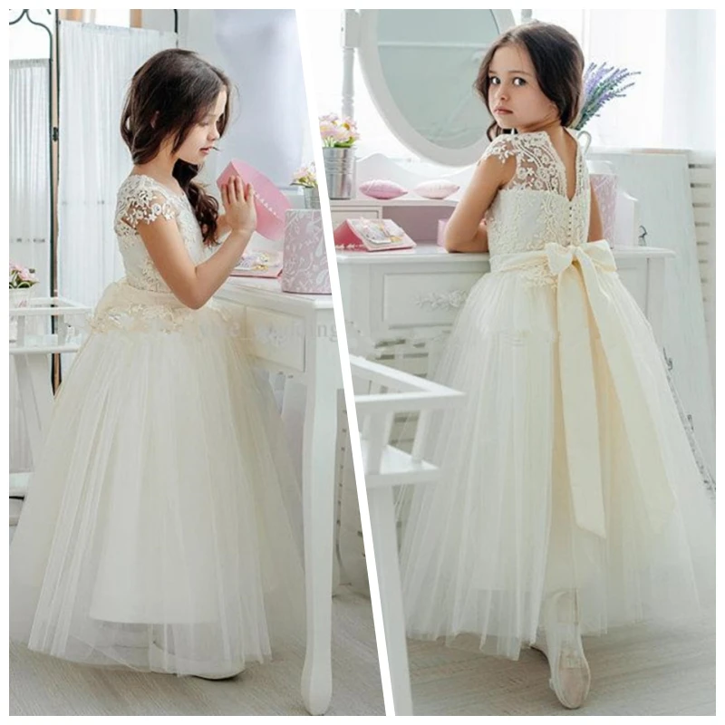 Платья для девочек-цветочниц на свадьбу, сшитые на заказ, модные платья без рукавов с кружевными аппликациями, тюль для платья на день рождения