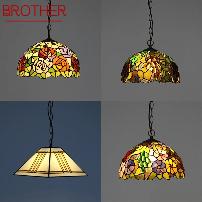 Подвесной светильник BROTHER Tiffany, современные креативные красочные светильники, декоративные для домашней столовой