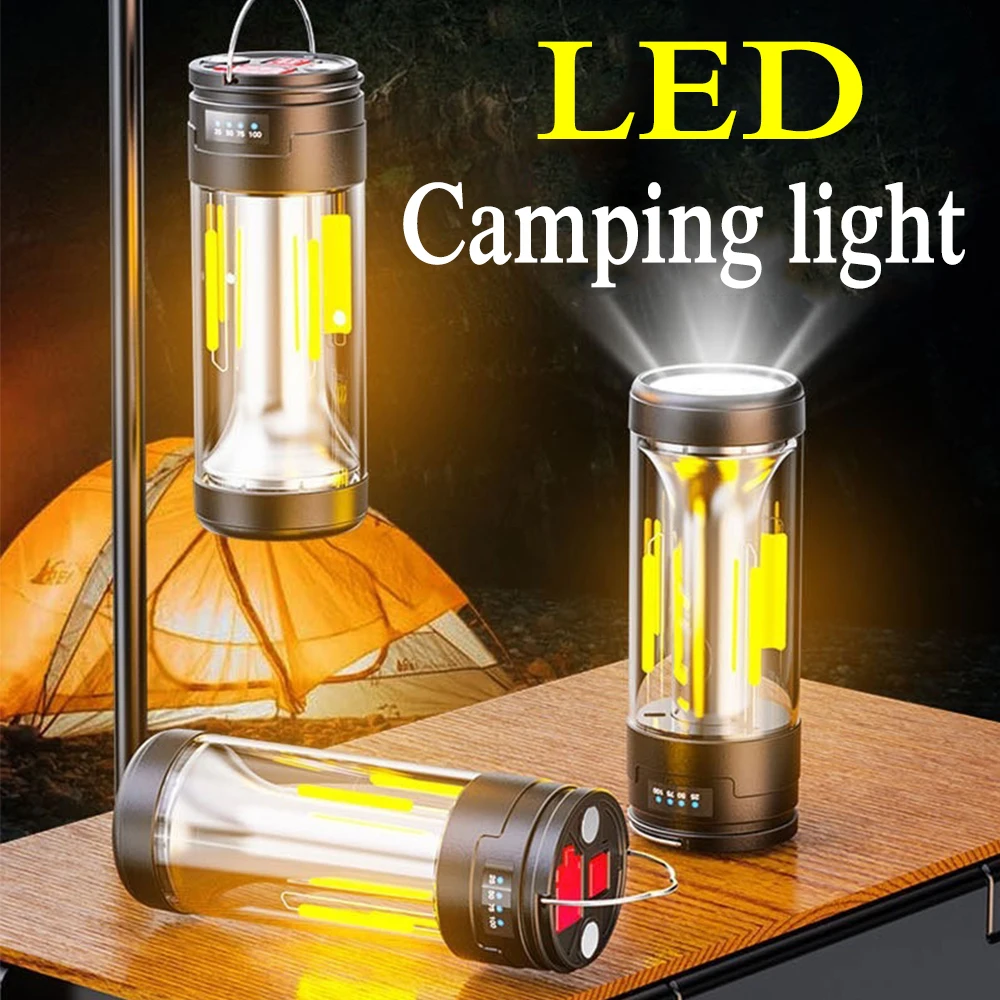 Портативный походный фонарь, USB Перезаряжаемый фонарь для палатки, подвесные светильники на открытом воздухе, Светодиодная лампа, Водонепроницаемая Походная лампа, Портативные фонари