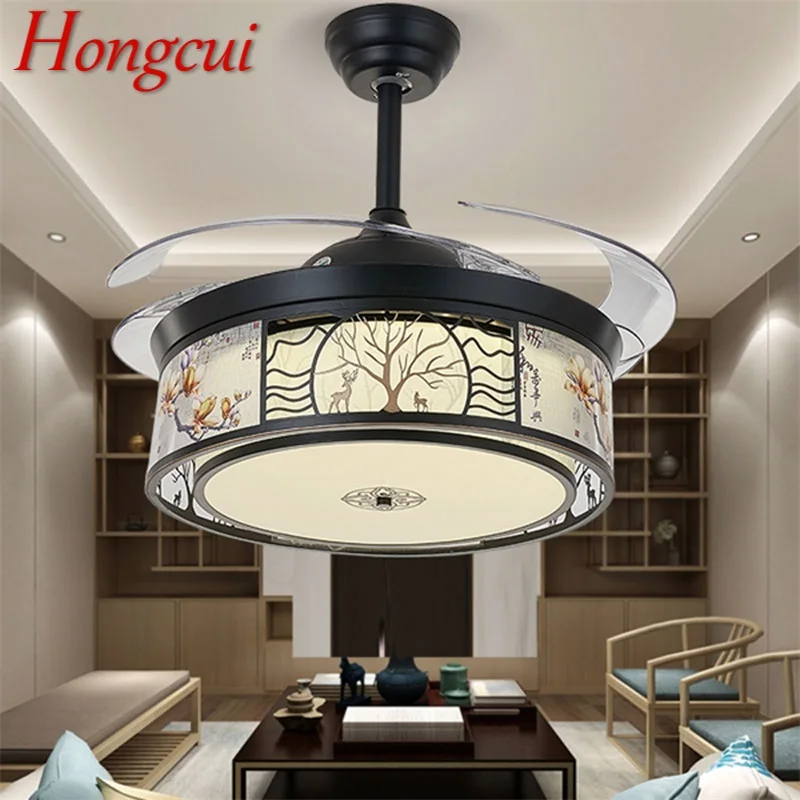 Потолочный вентилятор Hongcui, лампа без пульта дистанционного управления, Современный простой креативный светодиод для дома, гостиной