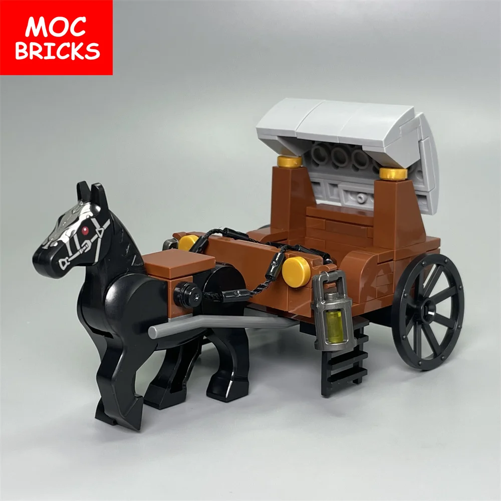 Продается набор MOC Bricks Средневековая карета Принцесса Королевская повозка с лошадьми Аксессуары для замка Строительные блоки Для сборки детских игрушек