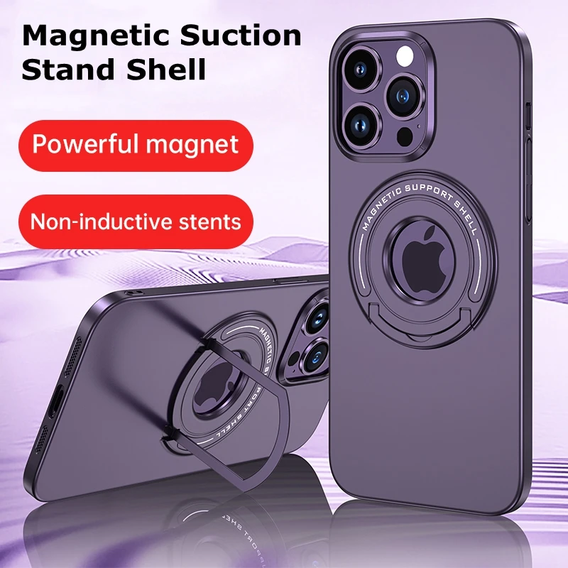 Роскошные Магнитные чехлы для беспроводной зарядки iPhone 14 Plus 13 Pro Max с ультратонкой подставкой и матовой крышкой