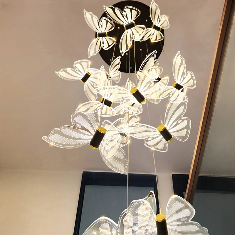 Светодиодная люстра-бабочка Прикроватная тумбочка для спальни Креативный барный столик для чтения Дорожка Простая лестничная лампа Маленькая 