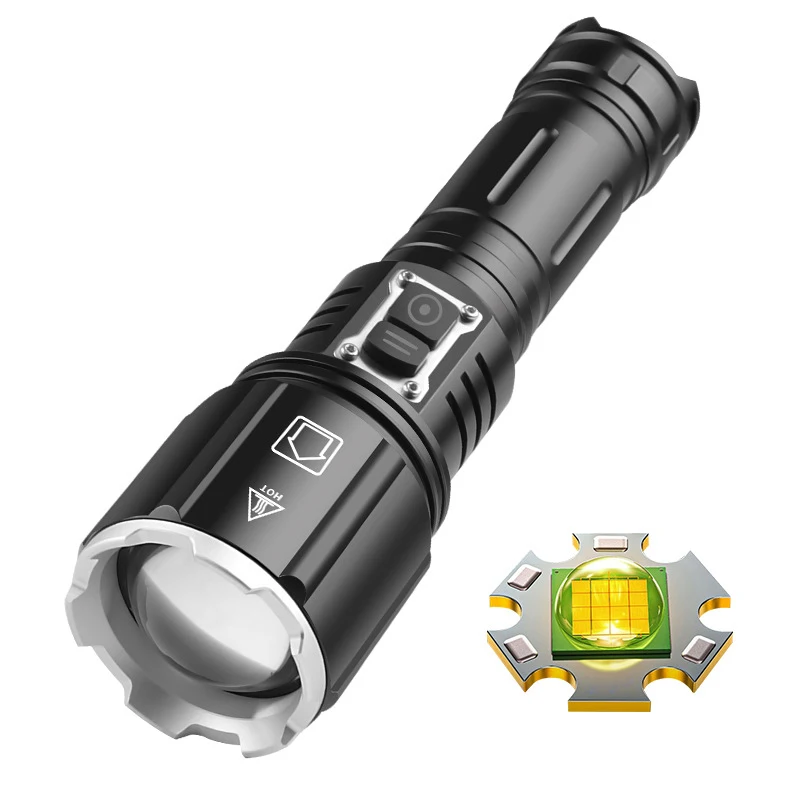 Светодиодный фонарь для кемпинга и рыбалки, фонарик Type-C, зарядка через USB, зум, высокая яркость, дальний свет, аварийный сбой питания, домашнее использование на открытом воздухе
