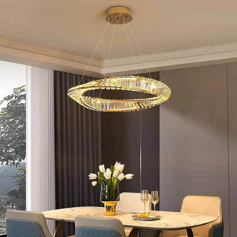 Скандинавская хрустальная светодиодная люстра, Подвесной светильник для гостиной, ресторана, Роскошный Художественный светильник из нержавеющей стали с регулируемой высотой