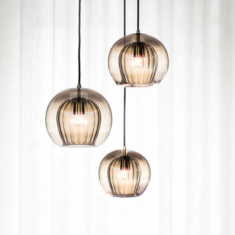 Скандинавский современный стеклянный шар, подвесные светильники, простые креативные люстры для кафе, прикроватные тумбочки для спальни, домашний декор, светильник, лампа