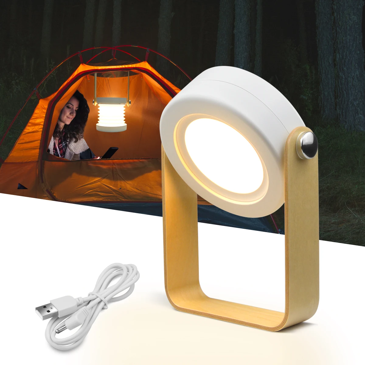 Складная походная лампа Сенсорный Светодиодный фонарь с регулируемой яркостью, перезаряжаемый через USB, для чтения в палатке, Фонарь для кемпинга на открытом воздухе, ночник
