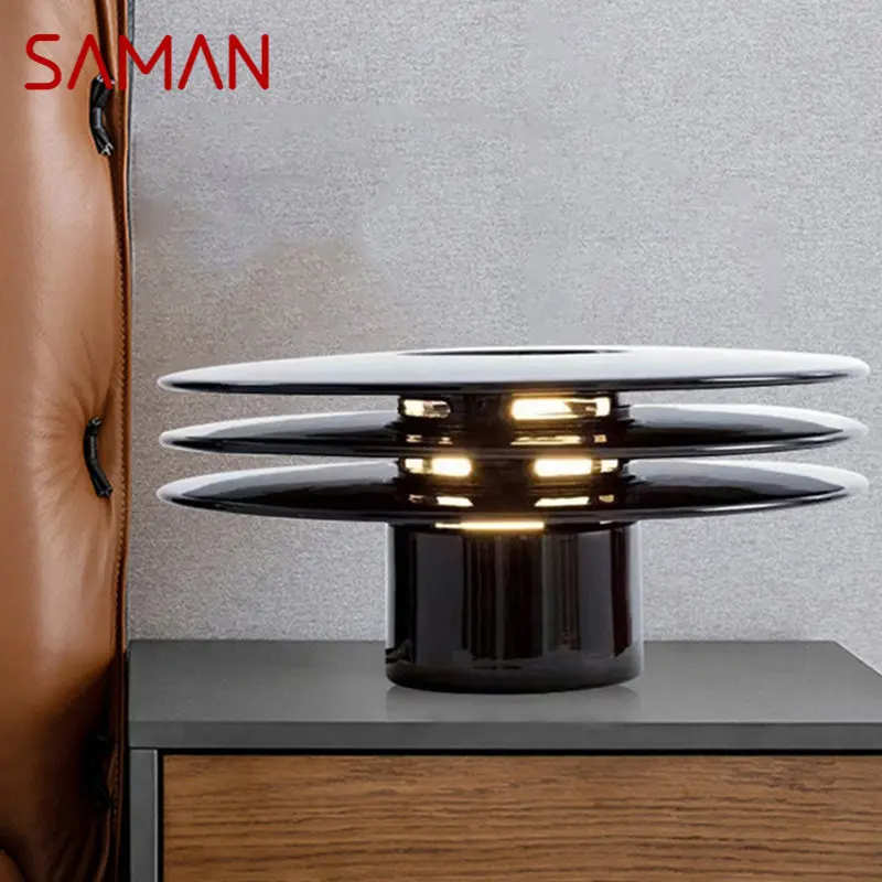 Современная черная настольная лампа SAMAN LED Винтажная Креативная Простота Настольные лампы для дома Гостиной спальни Прикроватный декор