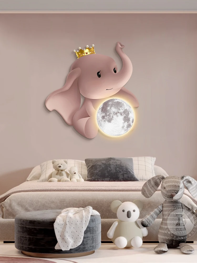 Современный минималистичный декор детской комнаты, настенная лампа, комната для мальчиков и девочек, прикроватная лампа с изображением мультяшного слона