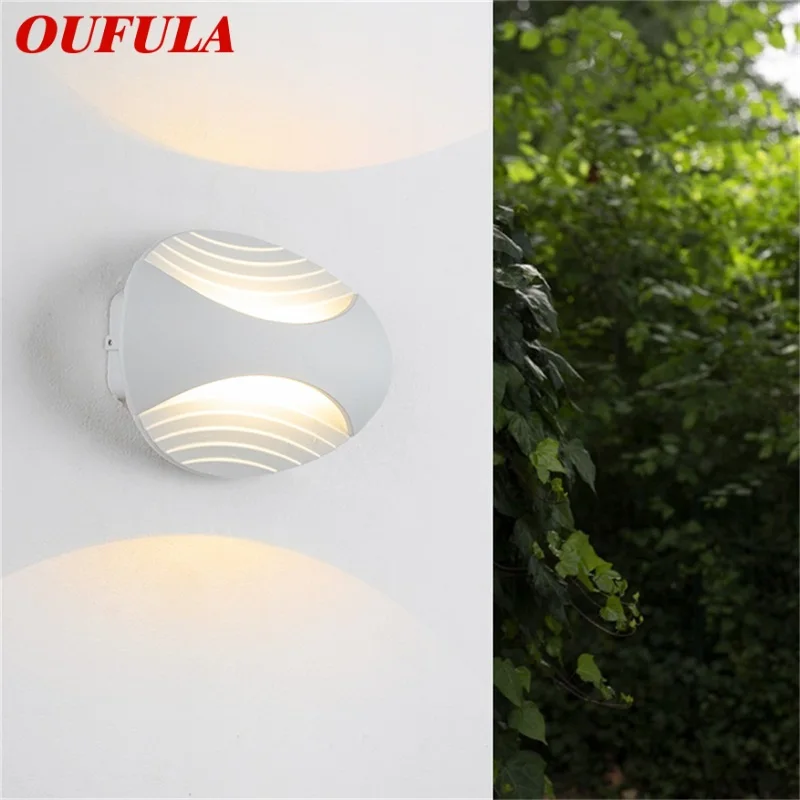 Уличные настенные светильники OUFULA, современная белая водонепроницаемая светодиодная лампа для дома, веранды, балкона, внутреннего двора виллы