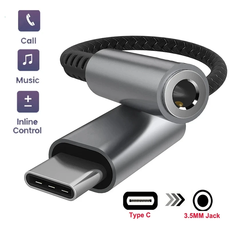 Универсальный разъем USB Type C с разъемом 3,5 мм, адаптер для наушников, Аудиокабель для телефонов Android, разъем USB C с разъемом 3,5 мм для наушников, Разъем AUX